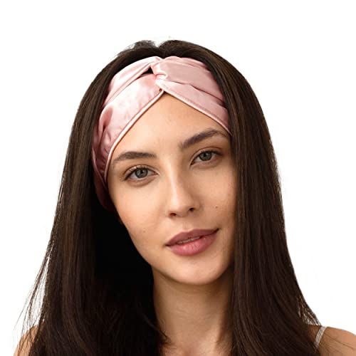 Bandeau de luxe en soie rose fumée anti-frisottis et bandeau cheveux ajustable Sleep & Glow