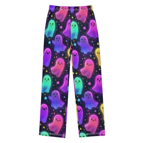 Halloween Pajama Pants Colorful Ghost Stars Long Sleep Pants Lounge Bottoms