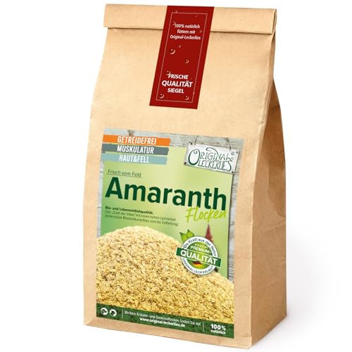 ORIGINAL LECKERLIES® Amaranthflocken, 1kg getreidefreie und glutenfreie Flocken, Hundeflocken, Hundefutter, natürliche Unterstützung für Haut und Fell, Naturprodukt für Hunde, barfen