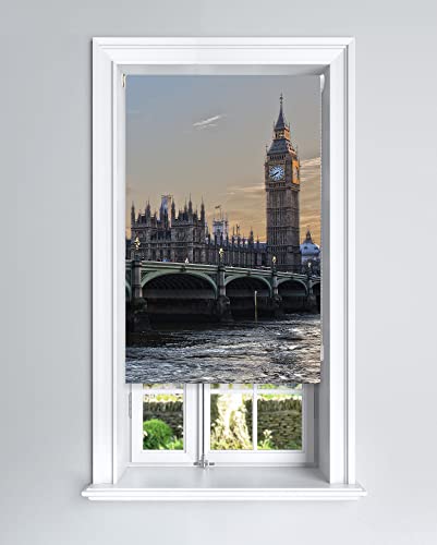 Image of Lister Cartwright Photographic Blackout Roller Blind - (90 x 140 cm) Printed Colourful Roller Blind Easy Fit Window Blind with Child Safety - Bedroom Bathroom Kitchen & Living Room - London Big Ben