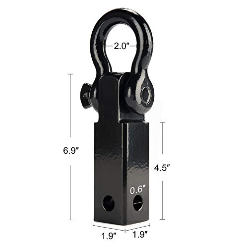 Orion Motor Tech Clevis Shackle Hitch Hook Receiver with 3/4" D Ring Shackle fitting 2" Receiver, 11,000 lbs Capacity Offroad Recovery Tow Trailer Hitch for Trucks and SUV's, Corrosion Resistant