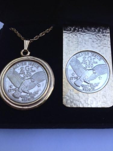 Sterling Silver Rare Vintage Flying Eagle Collectible Medallion Money Clip Gift Boxed Great unique Holiday Gift
