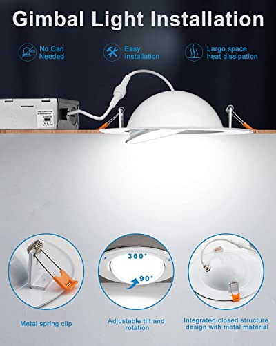 Lightdot Led Recessed Lighting 6 Inch, Dimmable Led Can Light With 3000K/4000K/5000K Switchable, Can-Killer Led Downlight Light Fixtures Cri90 1200Lm (110W Eqv.) Brightness-Ic Rate (4Pack 07 One) #TOP4