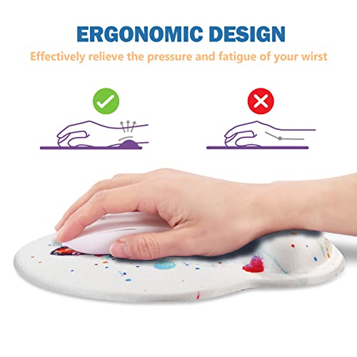 Aimsa Ergonomic Mouse Pad With Wrist Support, Gel Mousepad Non-Slip Pu Base Wrist Rest Pad For Home, Office, Work, Game, Easy Typing, Pain Relief, Comfortable, Watercolor Cat #TOP2