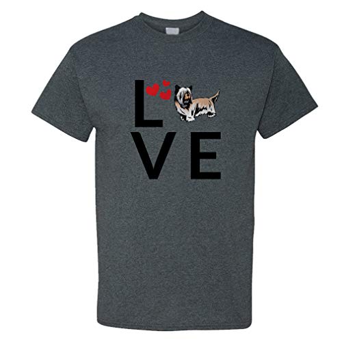 Custom Funny Graphic T Shirts for Men Love Hearts Skye Terrier Dog Cotton Top Smoke Design Only Medium