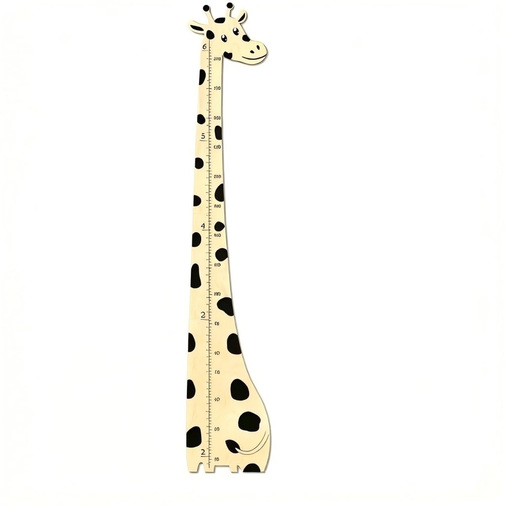 Wooden Growth Chart, Removable Canvas Wood Wall Ruler, Giraffe Pattern Height Measuring Chart, Wall Art Decor for Bedroom Playroom Nursery