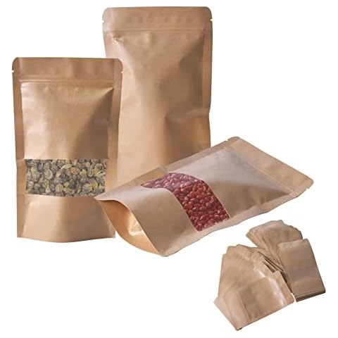 Pinsheng Kraftpapiertüten mit Sichtfenster 100 Stück Cover