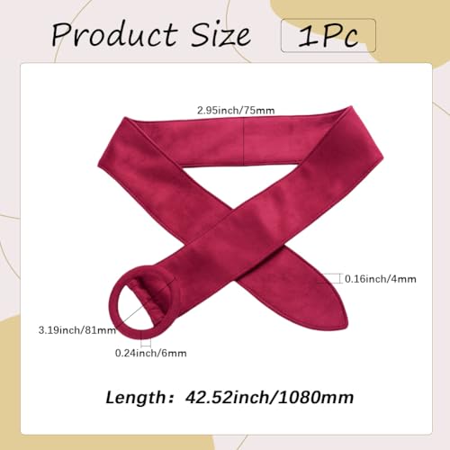 GORGECRAFT Red Women Waist Belt Velvet Adjustable Overcoat Jacket Sash Decorative Waistband Belts Replacements with Clasp Coat Belt Band Cinch Tie Corset Waistband for Windbreaker Women Accessories2