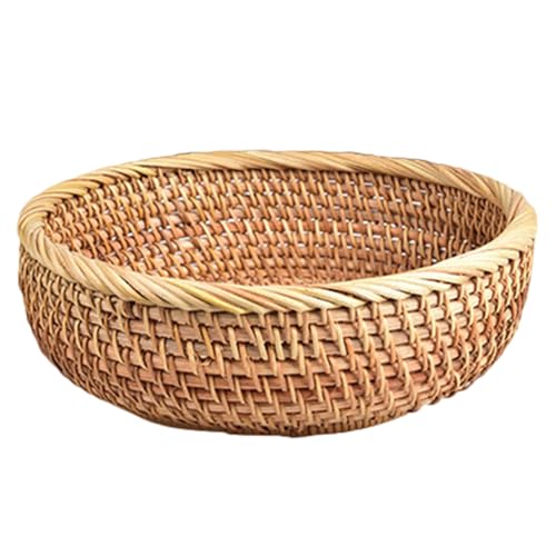 Canasta de ratán 7.87x2.76 Cesta de fruta decorativa redonda ligera y redonda para el mostrador de la cocina