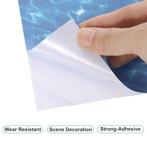 QUARKZMAN DIY Welleneffekt-Folie 29,5 x 21 cm Bodenbelag-Papieraufkleber mit Selbstklebender Rückseite für See-Szenen Puppenhaus-Dekor, Blau