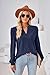 Vanfany Womens Long Sleeve Tops Spring Fashion Work Shirts Dressy Casual Cute Blouses V-Neck Clothes 2024 Trendy Navy Blue L