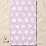 Delindo Lifestyle Ręcznik plażowy Nizza XXL 100 x 180 cm, fioletowy, miękki ręcznik kąpielowy ze 100% bawełny, chłonny ręcznik do leżenia ze wzorem stokrotki, idealny na plażę, basen, urlop i do sauny