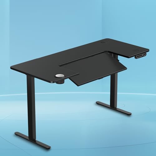 Image of The Sleep Company AeroFlip Adjustable Desk | SmartFlip Ergonomic Tabletop | Height Adjustable 72-120 cm | Wireless Charging | Temperature Controlled Drink Tray |1200 mm | Black & Black