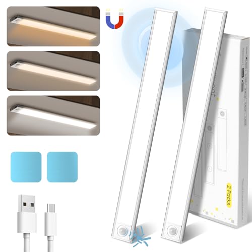 HyAdierTech Luce Armadio LED Guardaroba con Sensore di Movimento, 3 Temperature di Colore Dimmerabile, LED Cucina Senza Fili Luce Sotto Mensola Magnetica Lampada per Corridoio Camere da Letto (40cm)