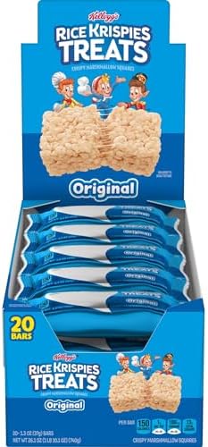Rice Krispies Treats Crispy Marshmallow Squares, Kids Snacks, Cereal Bars, Original, 26oz Box (20 Bars)