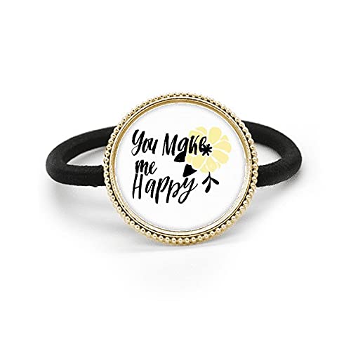 'You Make Me Happy' cytat styl srebrne metalowe włosy krawat i gumka nakrycie głowy