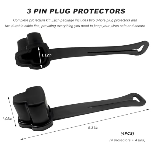 DXNQ 4PCS 3 Prong Plug Protector, Weatherproof Electrical Plug Protector Safety Caps, Plug Protective Cover Cap for 120 Volt Plugs, Socket Covers Power Plug Boots Protect