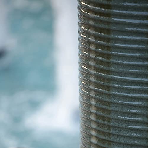 A&B Home Unique Concrete Ribbed Tower Water Fountain With Pump For Indoor Outdoor Patio Lawn Backyard Deck Garden Decor, 43.5" Height, Antique Green Copper Waterfall Fountain #TOP5