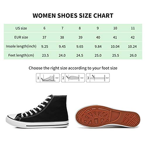 Yageyan Womens High Top Canvas Sneakers Lace Up Fashion Shoes For Women Casual Classic（Black,8） #TOP7