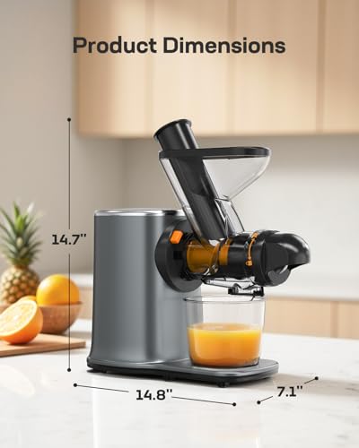 Silonn Cold Press Juicer Machines, Slow Masticating Juicer with Soft & Hard Modes, High Juice Yield Juice Extractor for Fruits & Vegetables with Reverse Function, Easy Cleanup with Brush