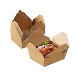 DealbyBox Cajas de papel kraft para llevar, recipientes de alimentos para llevar, a prueba de grasa y resistentes, contenedores desechables para llevar para restaurante, catering y fiesta (75 onzas,
