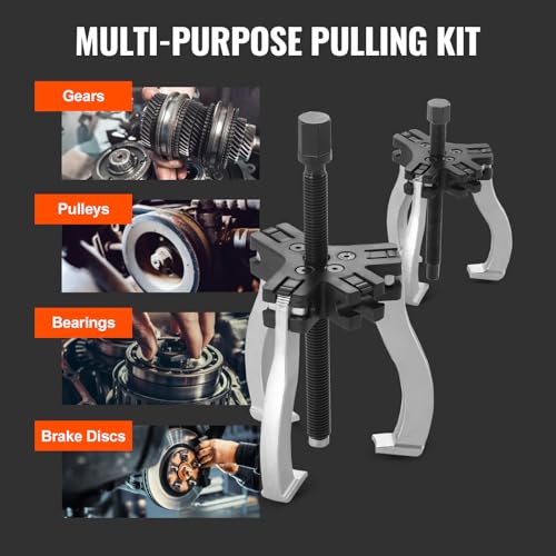 Image of VEVOR Gear Puller Set, 3 inch and 7 inch Puller Kit, 3 Jaw Gear Bearing Flywheel Pulley Removal Tool, 2 or 3 Reversible Jaws Wheel Puller, Vertically and Horizontally, External and Internal, 2-Piece