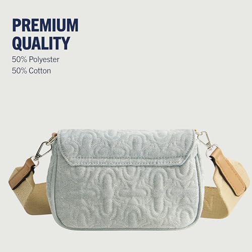 Image of True Religion Women's Crossbody Bag, Quilted Denim Purse Handbag with Adjustable Removable Shoulder Strap