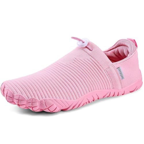 Image of WateLves Water Shoes Womens Mens - Comfortable Lightweight Striped Pattern Barefoot Shoes for Beach Swim Pool Yoga Boating Water Aerobics