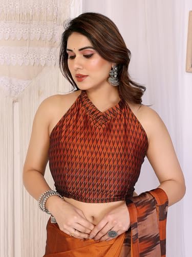Image of SUPERLAXMI Women's Chiffon Floral Printed Saree with Blouse Piece