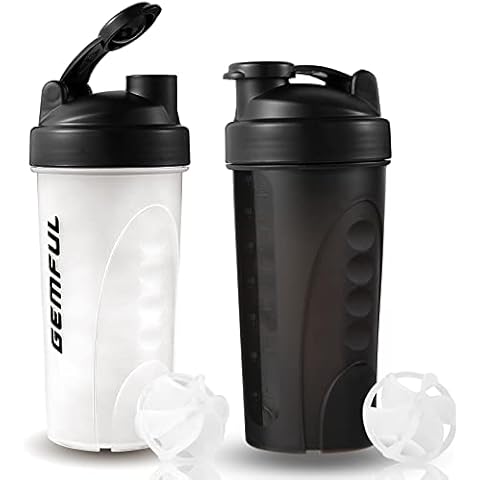 GEMFUL Shaker Bottle for Protein Mixes 28 oz BPA-Free Leak Proof Gym Smothies Mixer Water Cups 2 Pack Cover