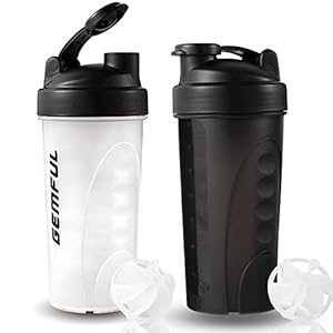 GEMFUL Shaker Bottle for Protein Mixes BPA-Free Leak Proof Smothies Mixer Water Cups 750 ML 2 Pack