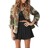 Women‘s Camouflage Jacket Autumn Winter Coats Street Jacket Casual Short Utility Cargo Jacket (Camouflage, S)