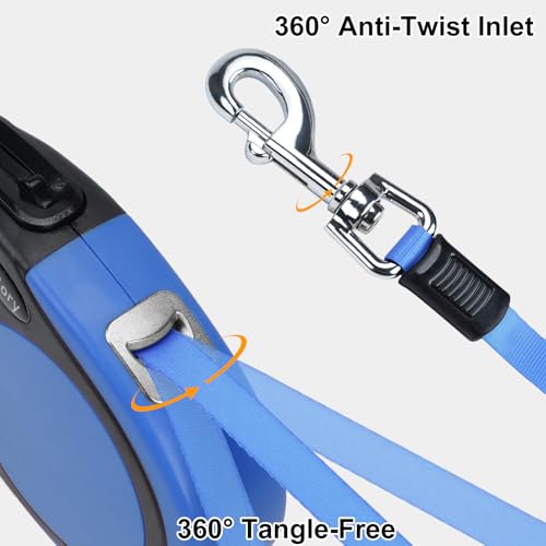 Taglory Hundeleine Rollleinen für Kleine und Mittelgroße Hunde bis 20kg, Hundeleine Ausziehbar mit Anti-Rutsch Griff, Ausziehleine mit Sicheres Bremssystem, Blau, 5m