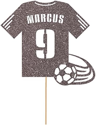 Personalised Birthday Glitter Cake Topper by Cakeshop | Custom Colour Any Name & Any Age Football Kit Cake Decoration for 1st 2nd 3rd 4th 5th 6th 7th 8th 9th 10th 16th 18th | Red