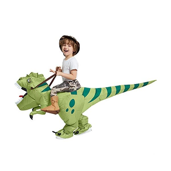 One casa inflatable dinosaur costume riding t rex air blow up funny fancy dress party halloween costume for kids - image 6