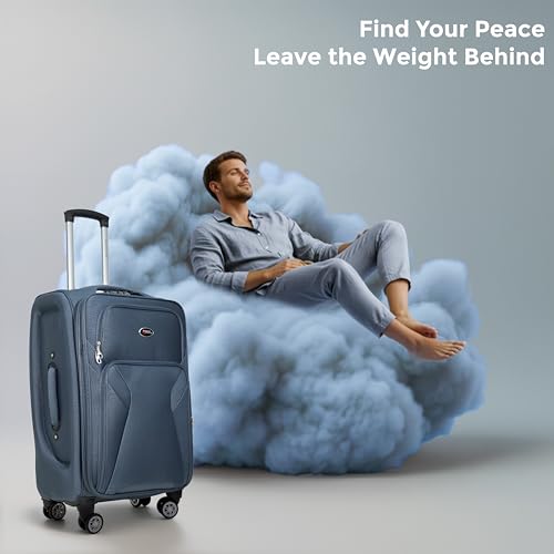 Image of Bite 3-Piece Softside Trolley Luggage Set | 5 Years Warranty | 360 Spinner Wheels, Telescopic Handle, Front Pockets, Twill Fabric, Travel Bag, 5 Years Warranty