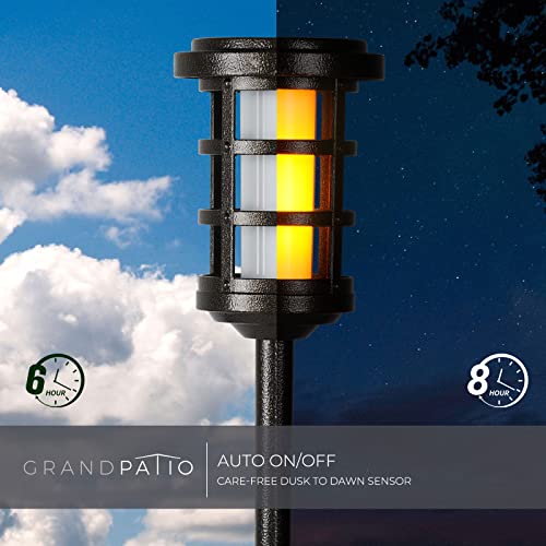 Grand Patio Solar Landscape Lights Aluminum 4 Pack Heavy Duty, Torch Lights With Flickering Flame Waterproof Outdoor Pathway Decoration Lighting Auto On/Off For Patio Garden Lawn Yard Antique Bronze #TOP2