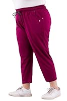 CUPID Womens Plus Size Cotton Half Pant, 3/4 Sports n Casual Night Short Knee Length Capris for Ladies Regular Fit_Purple Capri_7XL