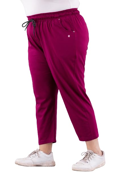 Image of CUPID Woman's Plus Size Plain Cotton Half Pant, 3 /4th Sports n Casual Night Short Pant, Knee Length Indoor n Outdoor Capris for Ladies