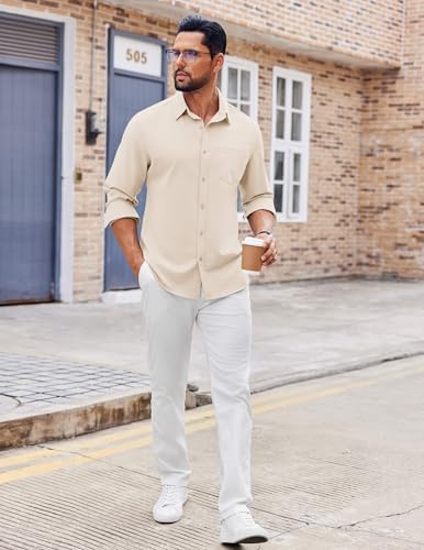 COOFANDY Mens Button Down Shirt Casual Untucked Shirts Long Sleeve Dress Shirt with Pocket4