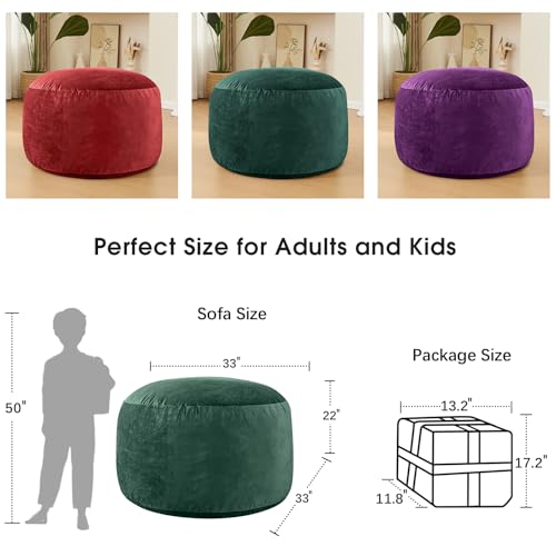 Image of Bean Bag Chairs for Adults - Memory Foam Furniture BeanBag Chair - Kids /Teens Sofa with Soft Micro Fiber Cover - Round Fluffy Couch for Living Room Bedroom College Dorm