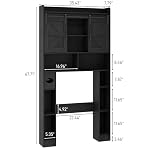 Vabches Over The Toilet Cabinet with Sliding Doors, Black - Image 2