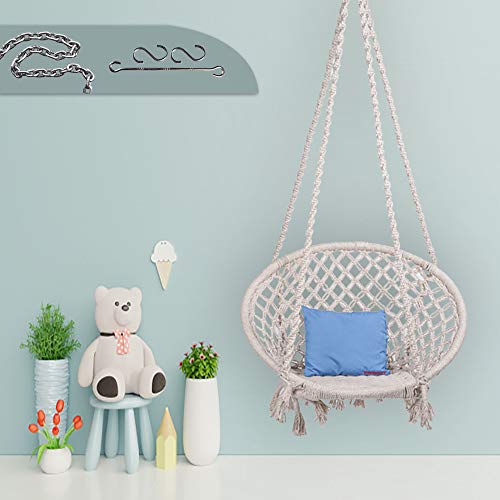 Image of Swingzy Make In India,Cotton Hanging Swing For Adults,Hanging Swing for Kids,100% Cotton Rope Swing for Indoor,Outdoor,Home, Patio, Yard,Balcony,Garden,100 Kg Capacity (White,Hanging Accessories FREE)