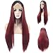 Produktbild Haarverlängerung Fashian Lace Front synthetische Perücke, lange gerade Perücke für Frauen (Farbe : Red)