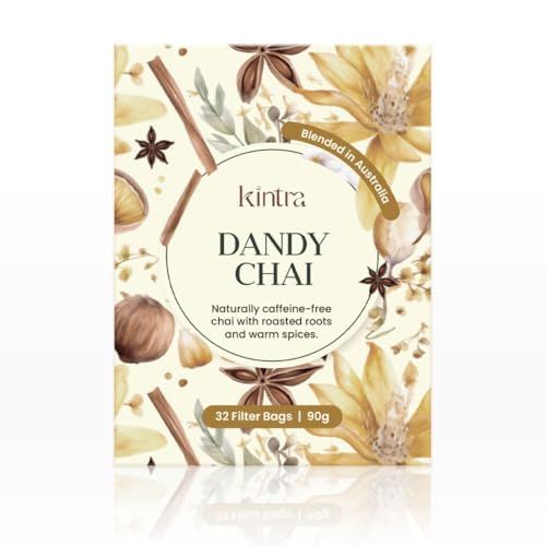 Kintra Foods Dandy Chai Herbal Filter Teabags, 32 Pack (90g) | Premium Dandelion Root Tea Bags | Spiced Herbal Chai Infusion, Naturally Caffeine Free | No Additives, No Sugar