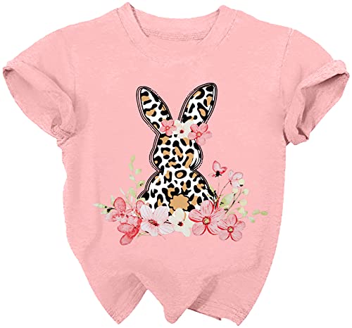 Image of LAZYCHILD Kids Easter Shirt Girls Happy Easter Shirts Rabbit Graphic Long Sleeve Striped Tee Tops 5-14 Years
