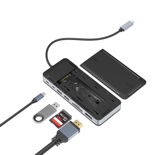 Image of 8-in-1 USB C Docking Station with NVMe SSD Enclosure | 4K@60Hz HDMI | 100W PD Charging | 10Gbps USB 3.2 | SD /TF 2.0 | M.2 NVMe 2242 /2260 /2280 Support
