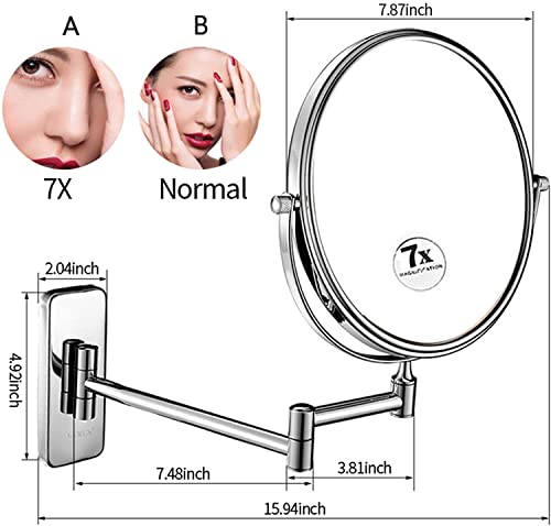 Miroir de maquillage mural pivotant miroir de courtoisie double face salle de bain 8 pouces - 3