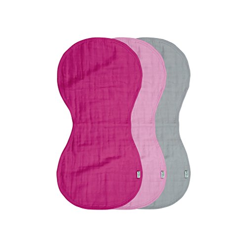 Image of Green Sprouts Muslin Burp Cloths made from Organic Cotton | 4 absorbent layers protect from sniffles, drips & drools | 100% organic cotton muslin, Machine washable, Pink, 3 Count (Pack of 1)