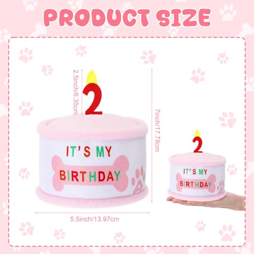 Juguete Peluche Pastel Cumpleaños Perro Número 2 Rosado miniatura 3